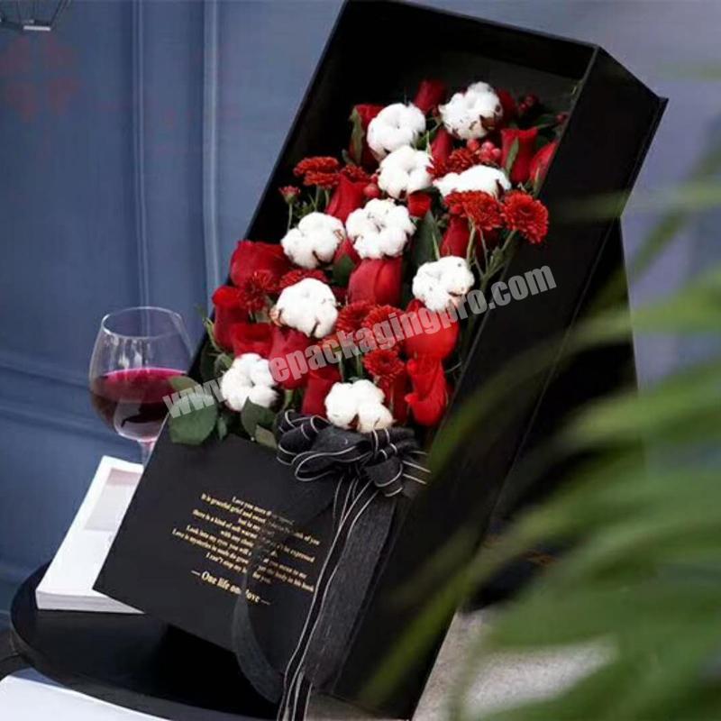 High Quality Corrugated White Embossing Chocolate Preserved Roses Paper Flower Bouquet Packaging Boxes Popular Rose Box