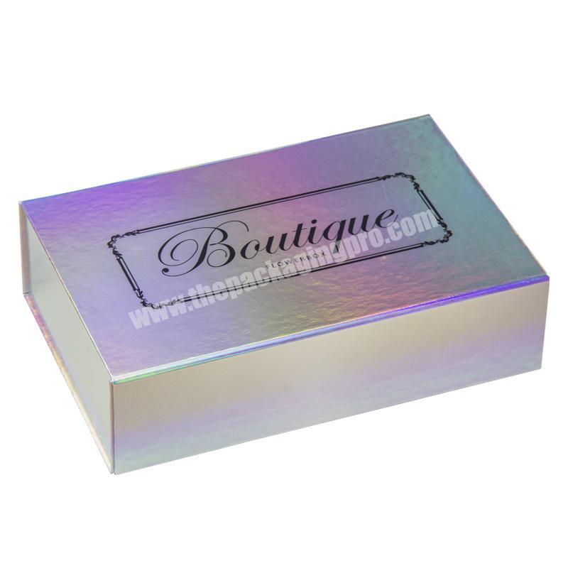 Custom Holographic Paper Cardboard Cosmetic Gift Boxes Premium Folding Hologram Printing Magnetic Box Packaging