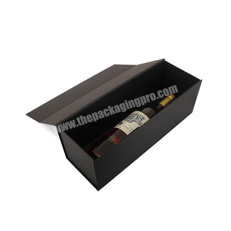 Black Magnetic Wine Bottle Packaging Mothers Day Empty Single Wine Gift Boxes