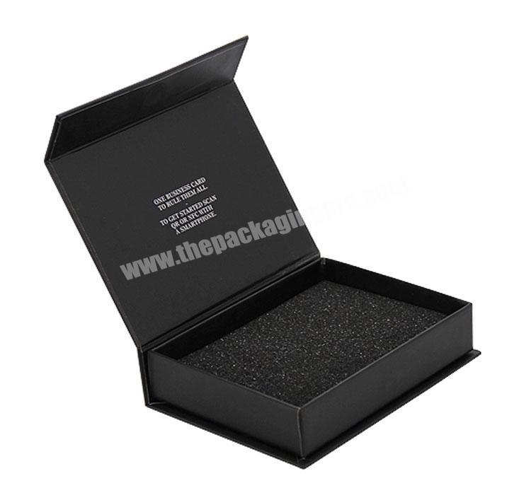 Matte Black Cardboard Box Gift Case with Card Case and Pen Foam Insert