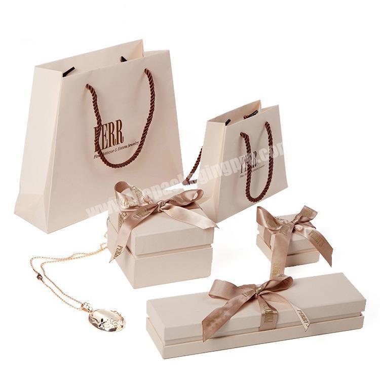 Custom printed jewelry store packaging white cardboard jewelry gift box with velvet insert