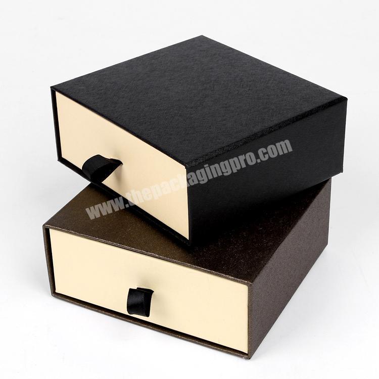 Hair Extension Kraft Paper Open Slide Sliding Cosmetic Products Packaging Black Decorative Cardboard Drawer Packaging Gift Box