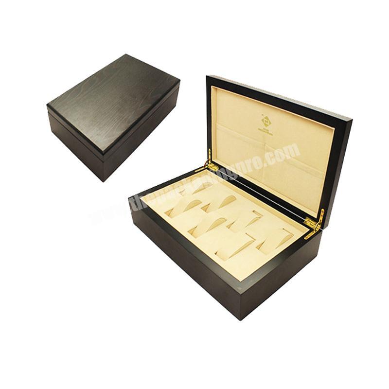 Black color wooden gift box for watch with custom logo