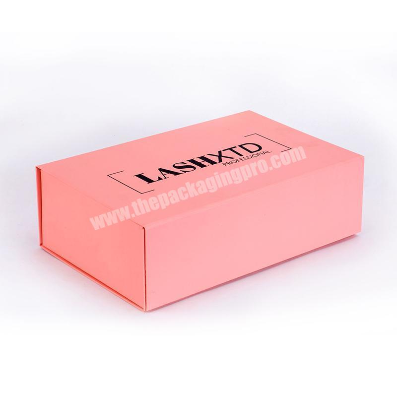 Foldable square customize logo pink printing packaging folding paper gift boxes
