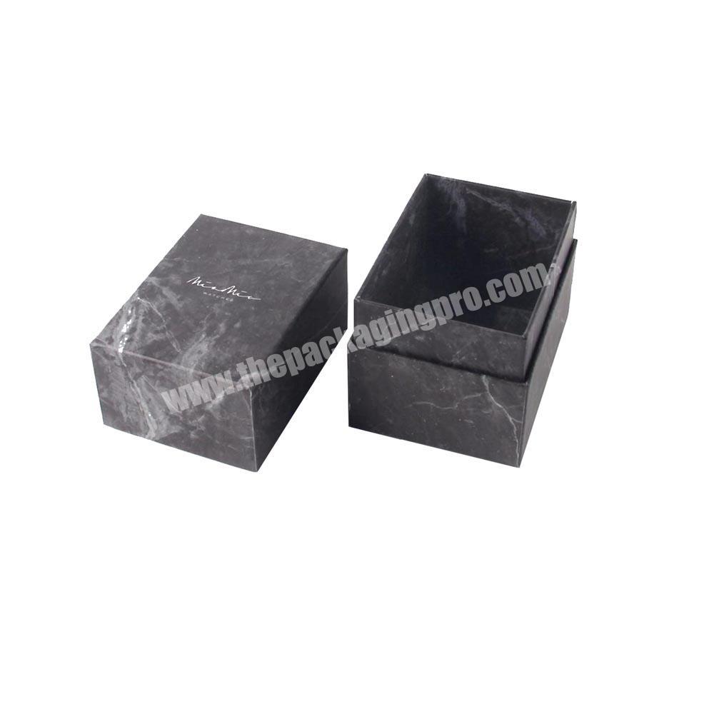 Luxury Black marble gift box packaging With Silver Foiling Logo