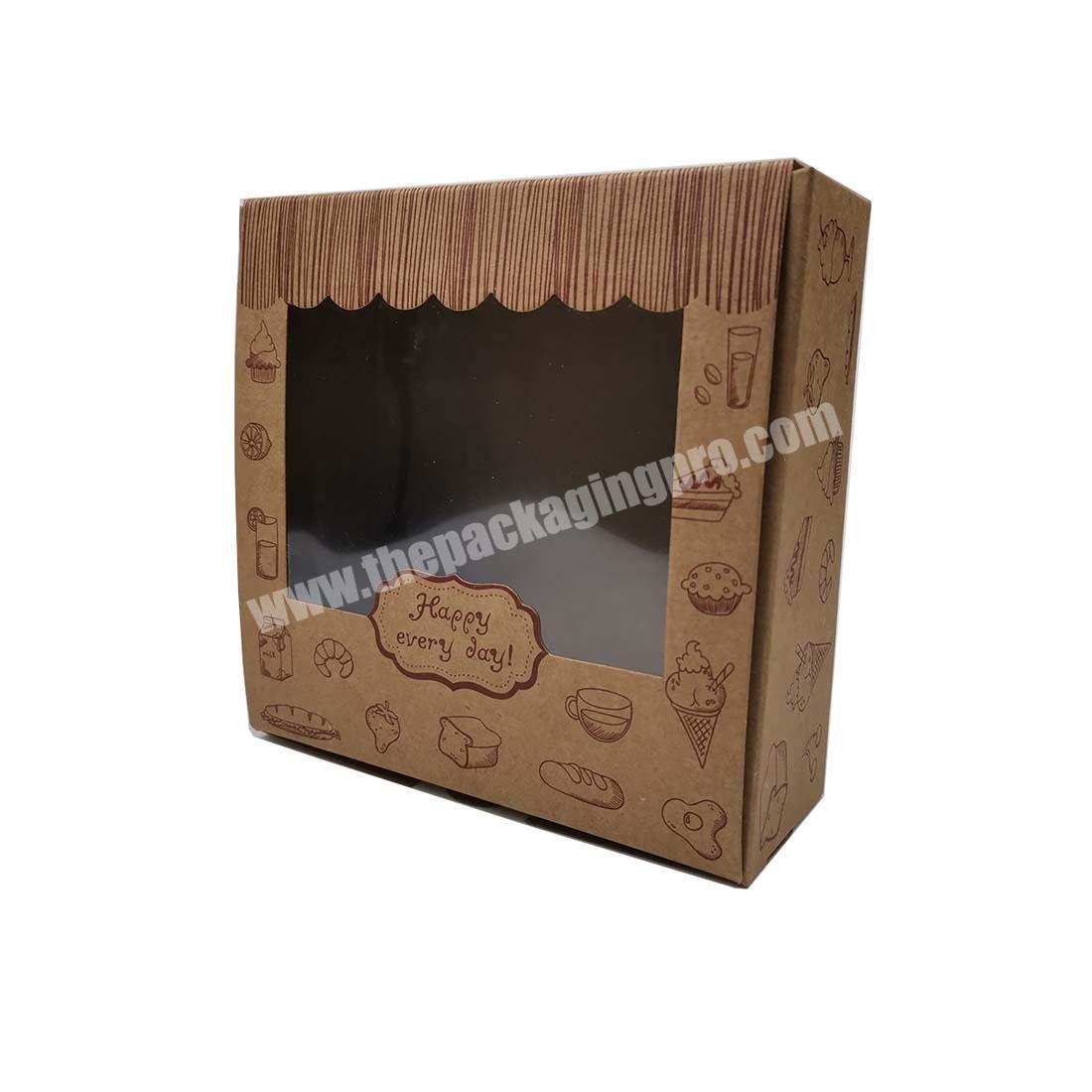 Custom logo luxury folding kraft cake box with window
