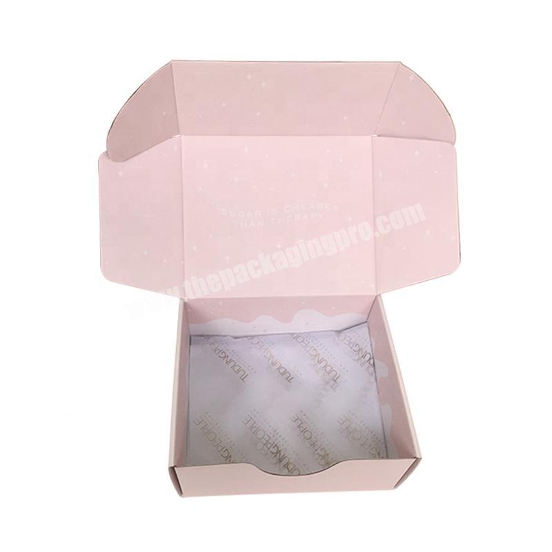 popular sweet pink color small mailling corrugated pizza box shaped for tshirt packing custom desgin
