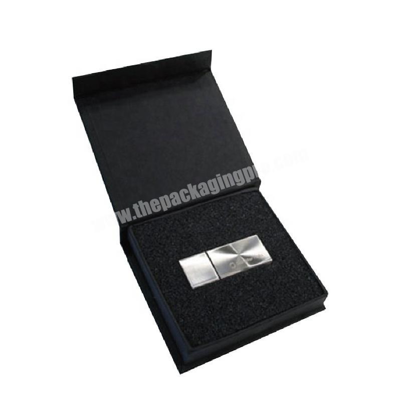 Luxury Custom Packaging Magnetic Closure Boxes Black Cardboard USB Pen Drive Gift Box With Insert