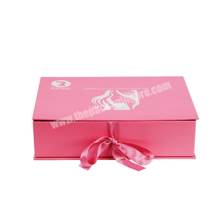 Wholesale Cardboard Black Uv Coating Magnetic Glitter Customized Logo Weave Virgin Extension Box Gold Hair Packaging