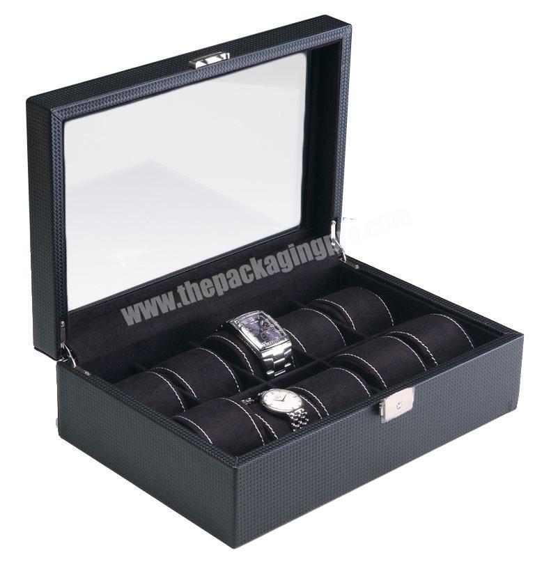 2021 new design PU leather luxury watch Box custom display window storage case