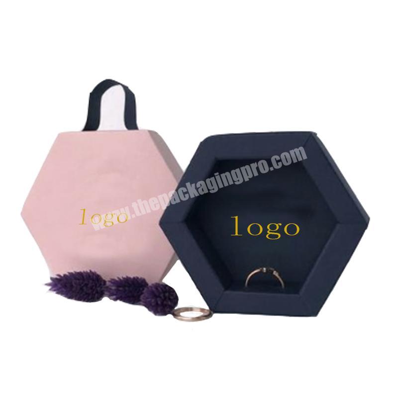 Unique new design hexagonal jewelry packaging box with custom logo for ring gift box packaging