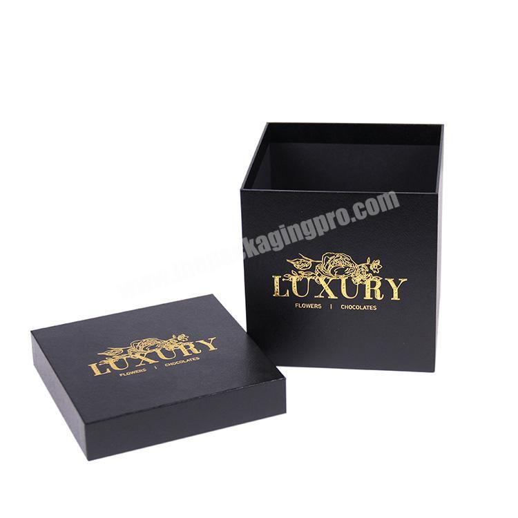 Luxury Black Rose Box Cardboard Square Package Flowers Gift Boxes with Ribbon