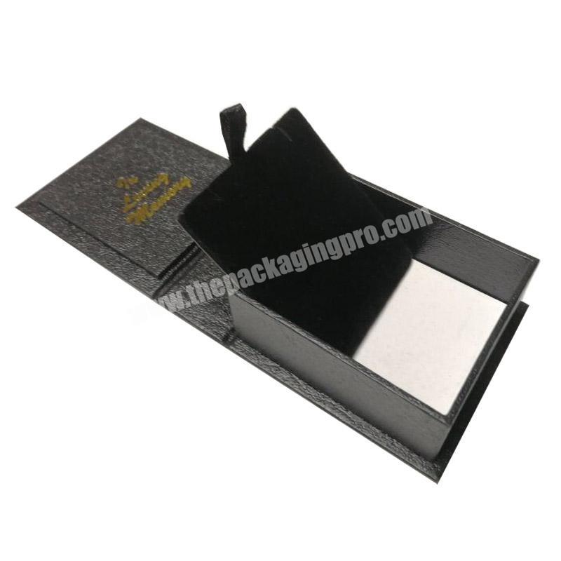 Black pu leather magnetic box necklace jewelry gift box