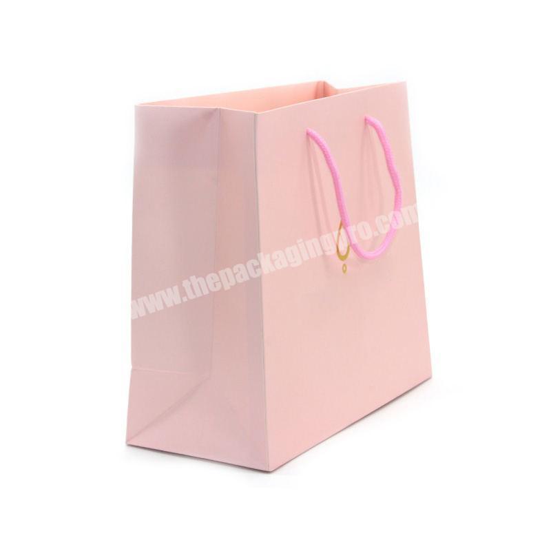 Factory customized pink packaging paper bags with your own logo gift box paper bag with handle