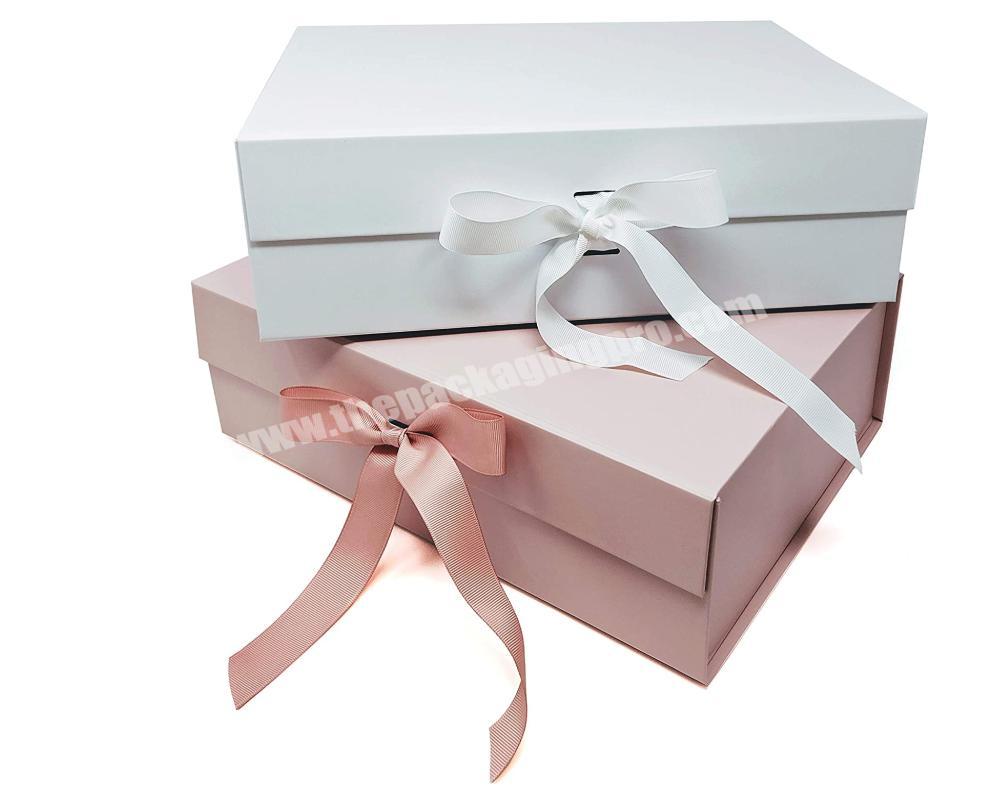 Custom Luxury Rigid Cardboard  Packaging Magnetic Folding Paper Wedding Dress Gift Box With Ribbon