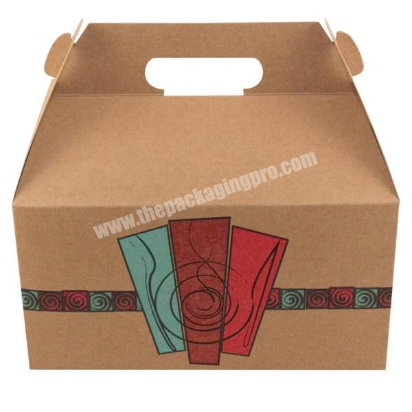 2021 Bulk Custom food package boxes  kraft take out box with handle