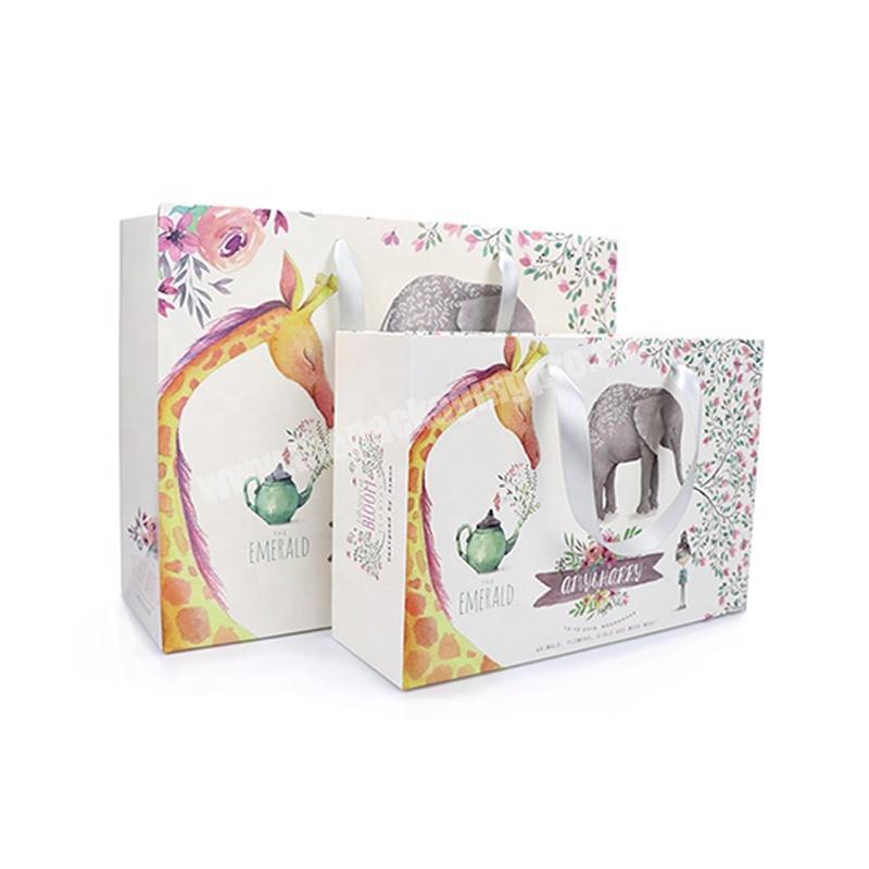 Custom Luxury Logo Printed Animal Birthday Upscale Paper Bag,Shopping Paper Gift Bag
