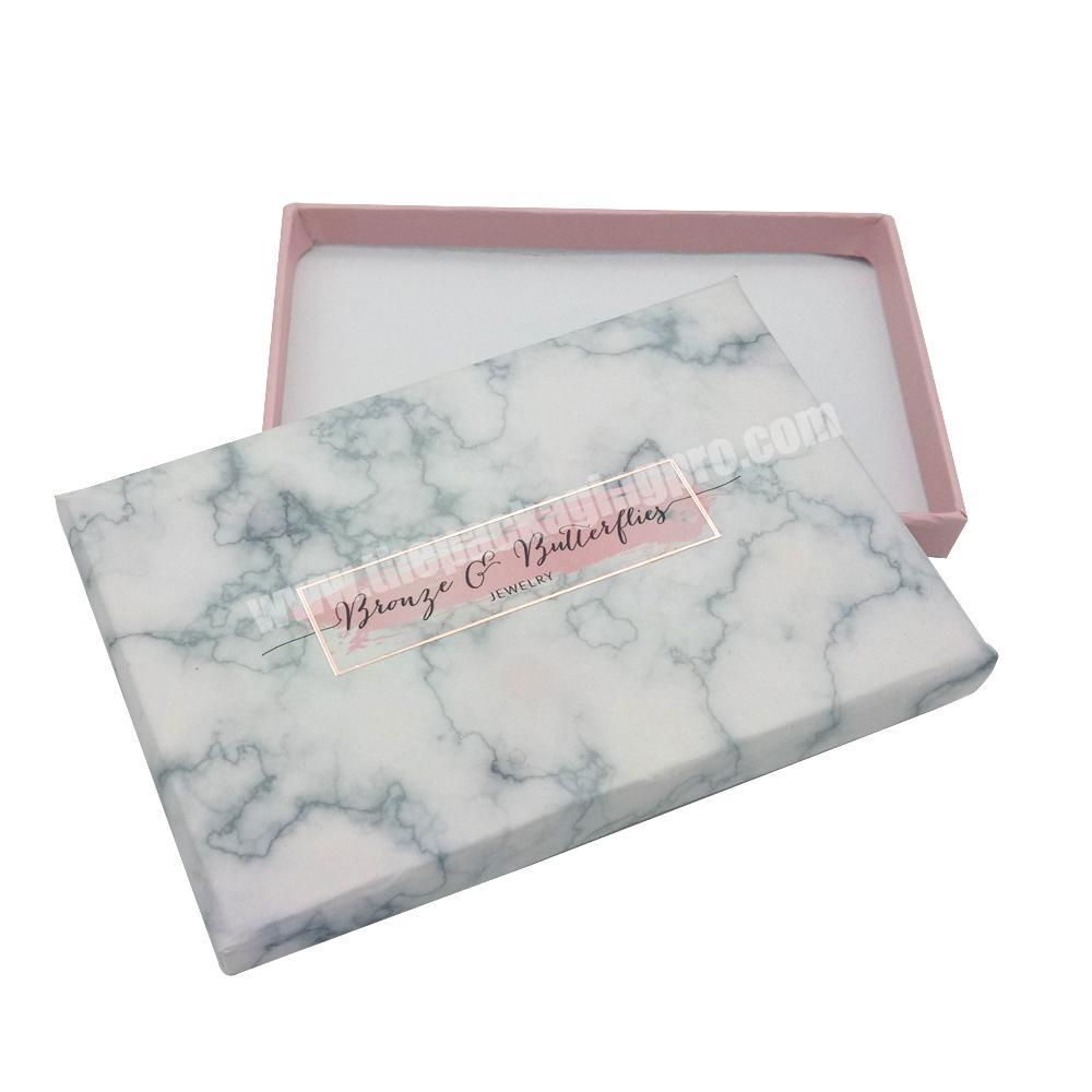 Custom logo printed paper jewelry packaging marble gift box