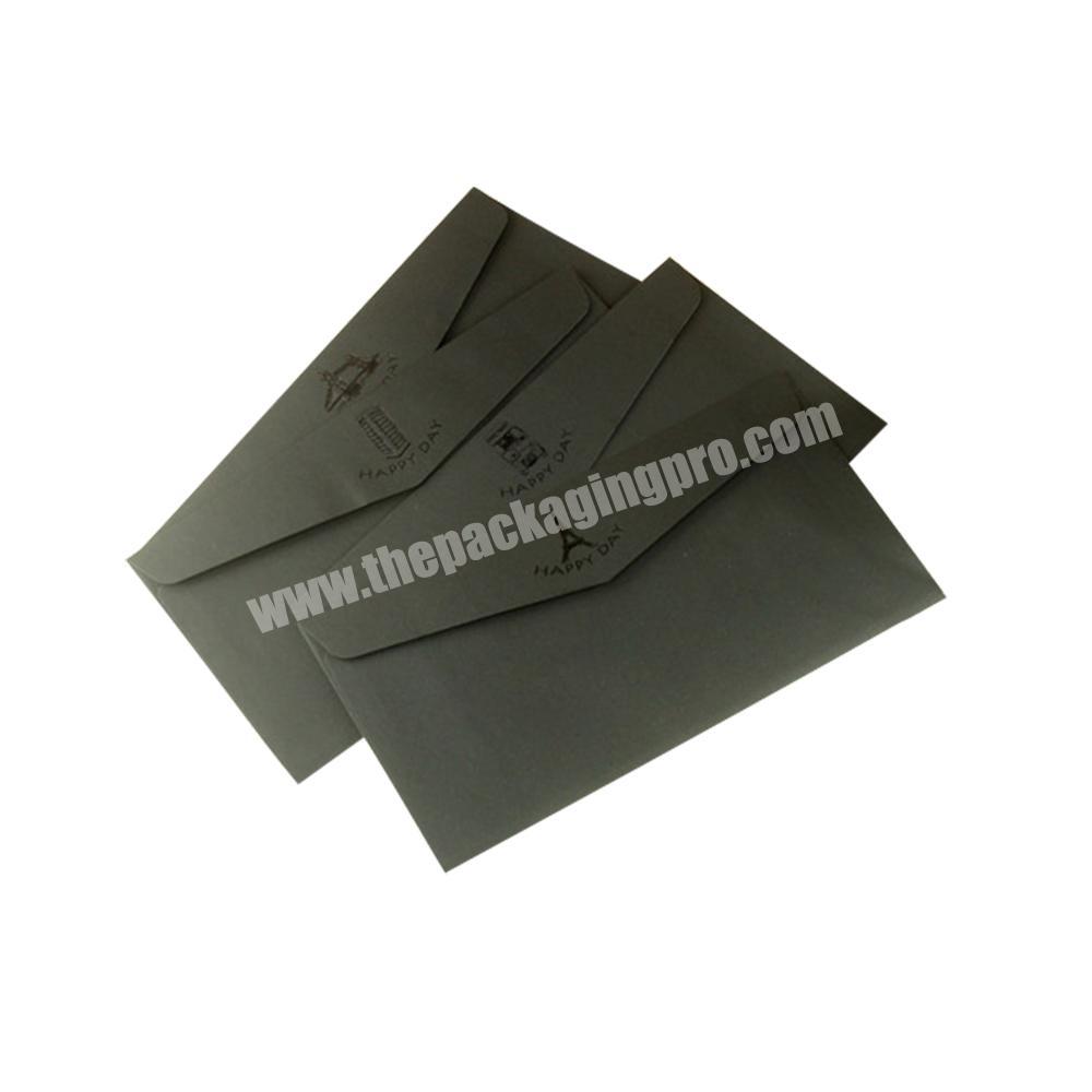 Custom logo printed wholesale  paper black envelope