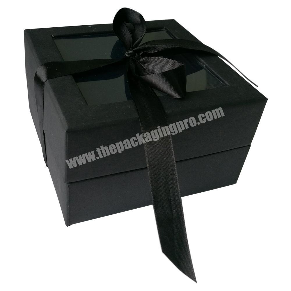 Custom logo with pvc window lid paper clear gift box