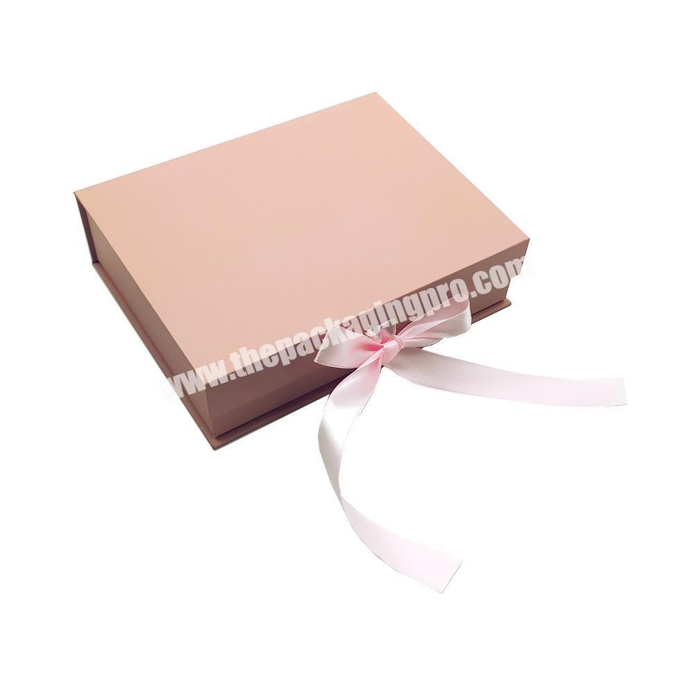 Custom logo paper gift box with ribbon closure