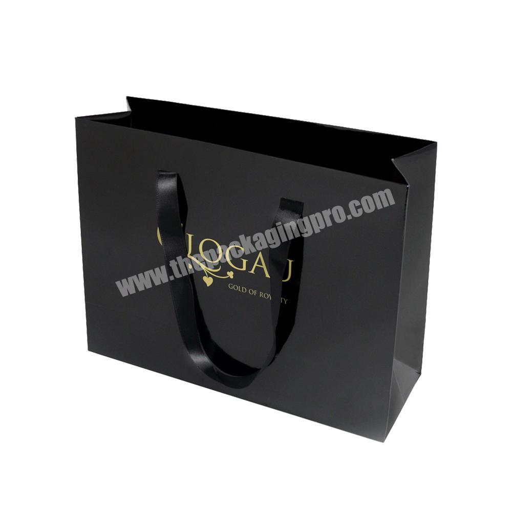 Custom print luxury recycled gift black paper bag