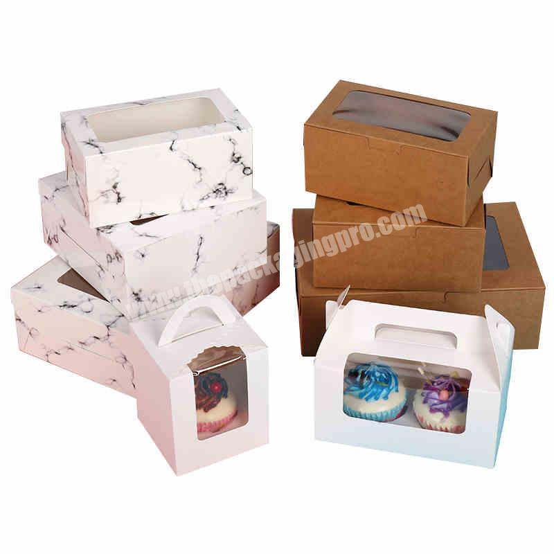 Customized Logo Disposable Kraft Paper Food Cupcake Box  Sweet Paper Box Packaging with Inserts 6 holes 12 holes 24 holes