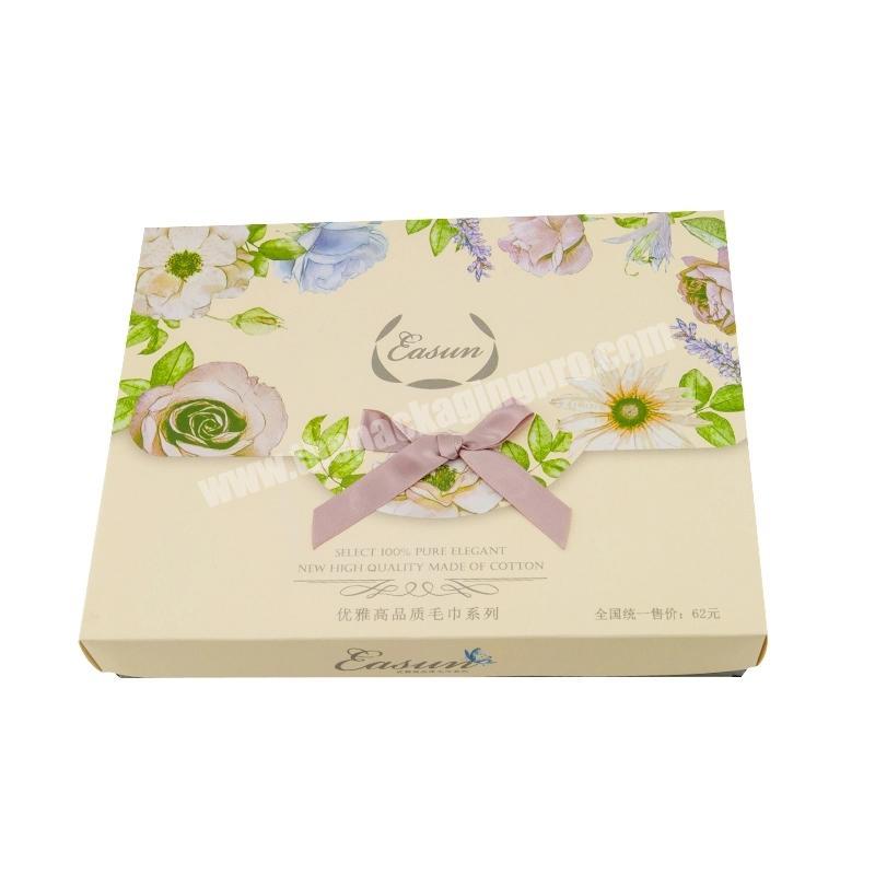 Customized Professional Print Flower Hat Paper Packaging Box With Knot For Scarves Packing
