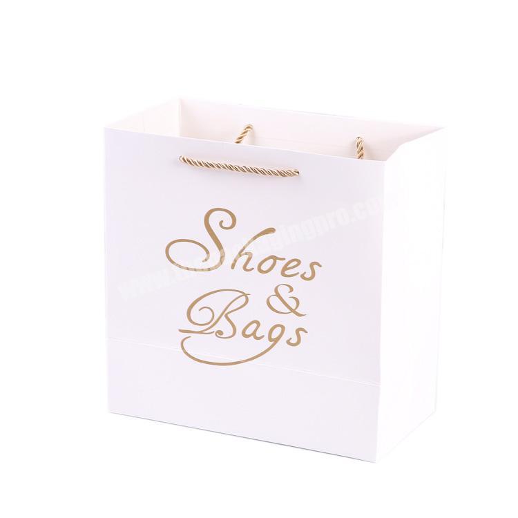 Fashion personalised white kraft paper bags, gift paper bags with handle