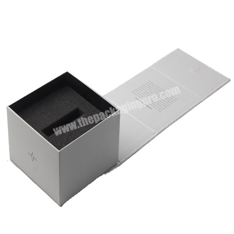Flip white gift box rectangular book box  with magnet custom logo