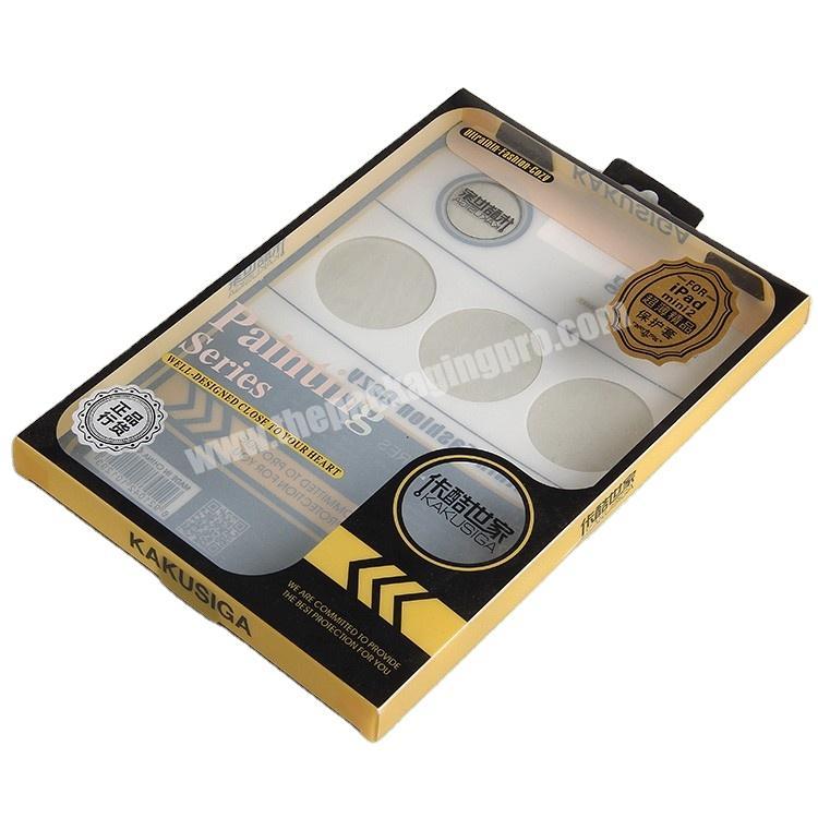 Formal Factory Professionly Supply Black And Gold Printing Clear Pvc Box Packaging For Film Coating Of Mobile Phone