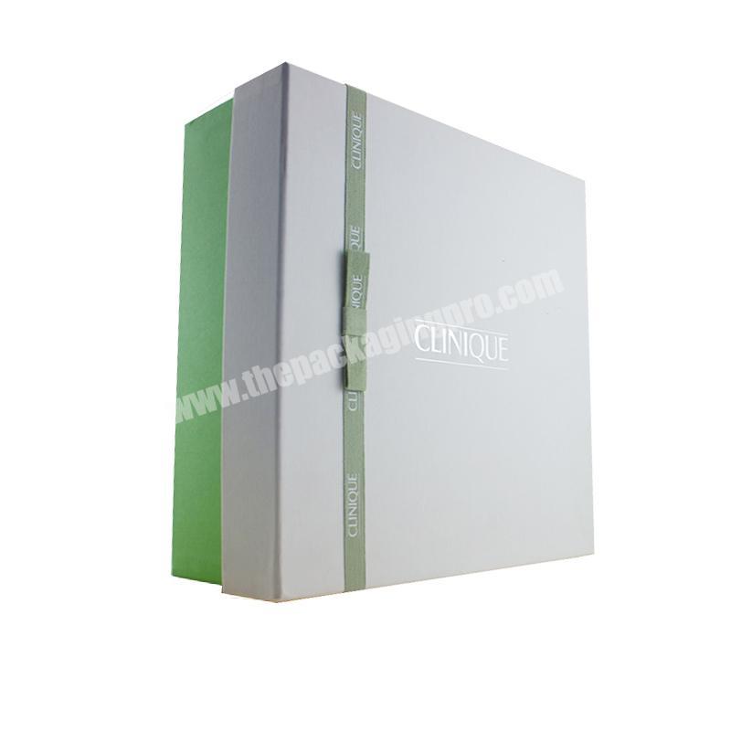 High End Custom Print Cosmetics Packaging Ribbon Bowknot White Paper Gift Box