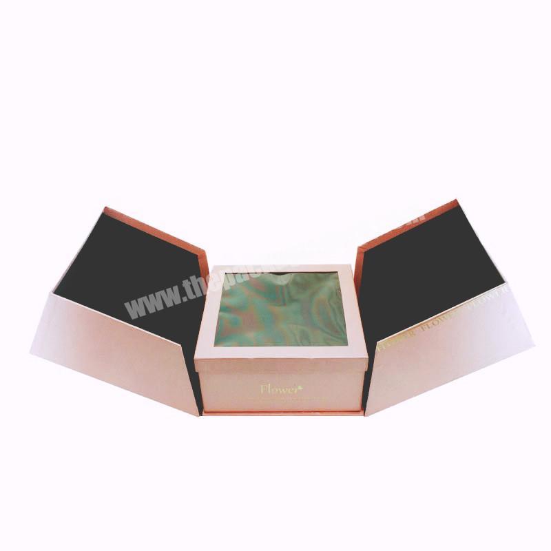 Hot Sale Custom Pink Color Irregular Special Shape Gift Packaging Box, Flower Packaging Box With Pvc Window