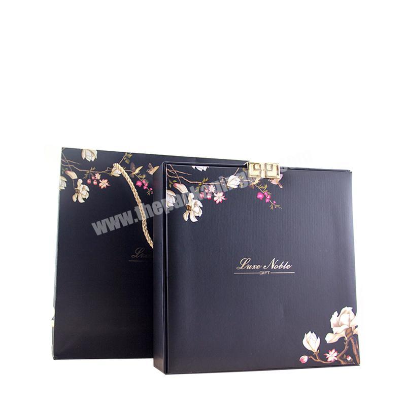 Luxury Display Black Paper Packaging Double Decker Moon Cake Packaging Box
