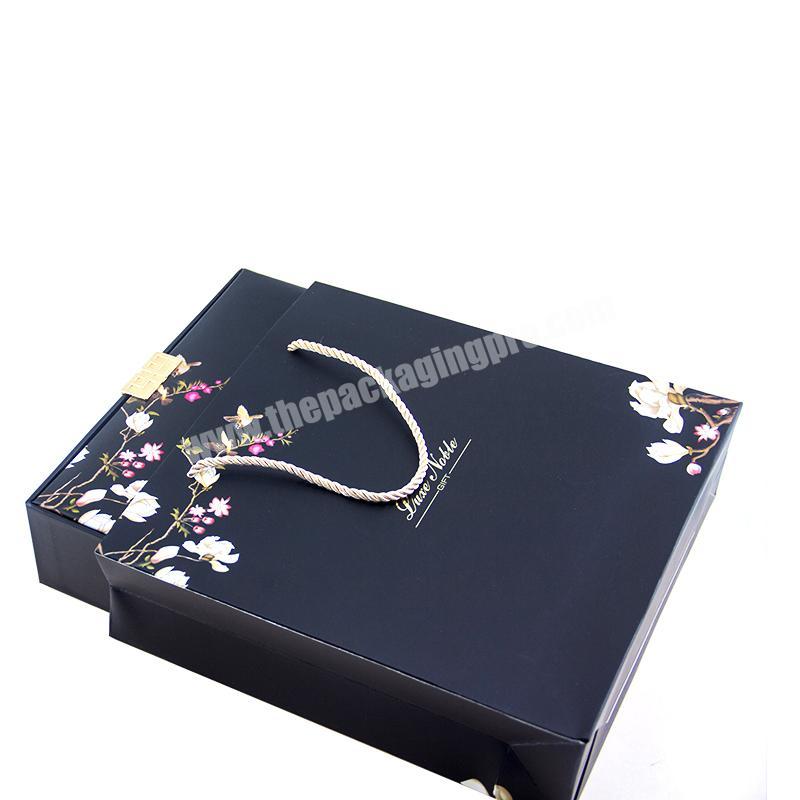 Luxury Display Black Paper Packaging Double Decker Moon Cake Packaging Box