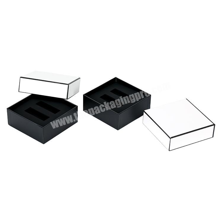 Luxury  White Color Lip Sticks Cosmetics Products Paper Packaging Box With Empty Diecut Black Insert