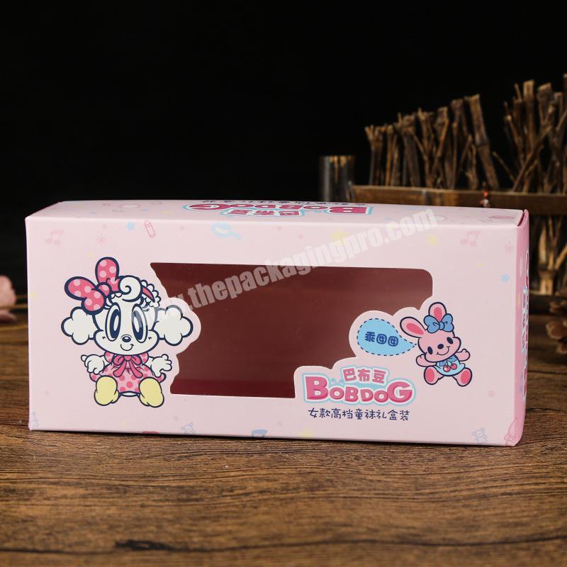 New Design High Quality Printing Paper Socks Packaging Box With Plastic Window