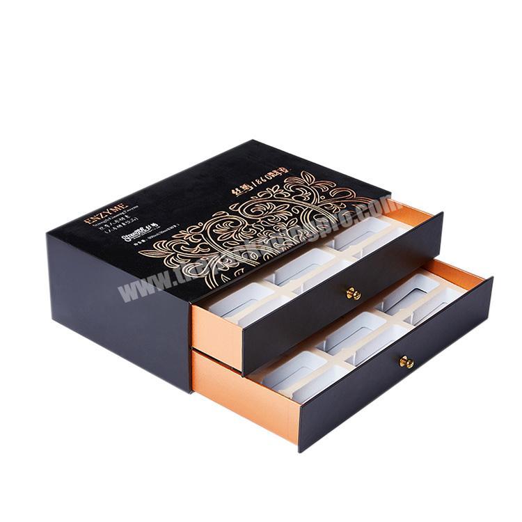 New Style Popular Custom black rectangular paper box ,drawer box paper for cosmetics