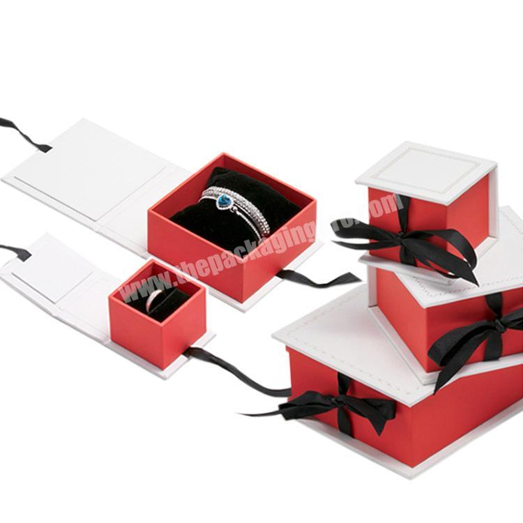 New style white paper box jewelry,paper jewelry box with ribbon