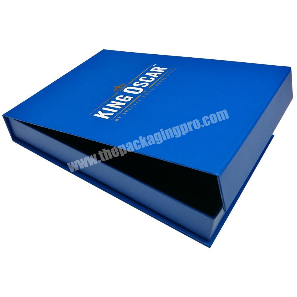 OEM Custom Book Type Blue Printing Hard Cardboard Paper Packing Gift Box and Paper Gift Box with Magnet