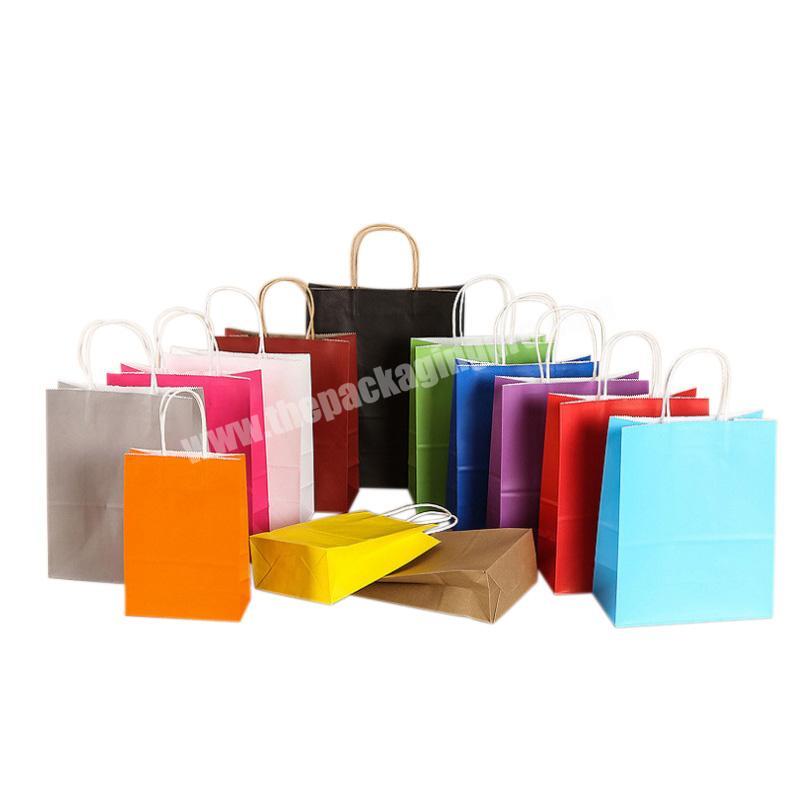 Ready To Ship! Wholesale Customised Food Grocery Gift Packing Bag With Handle Colorful Kraft Paper Bags