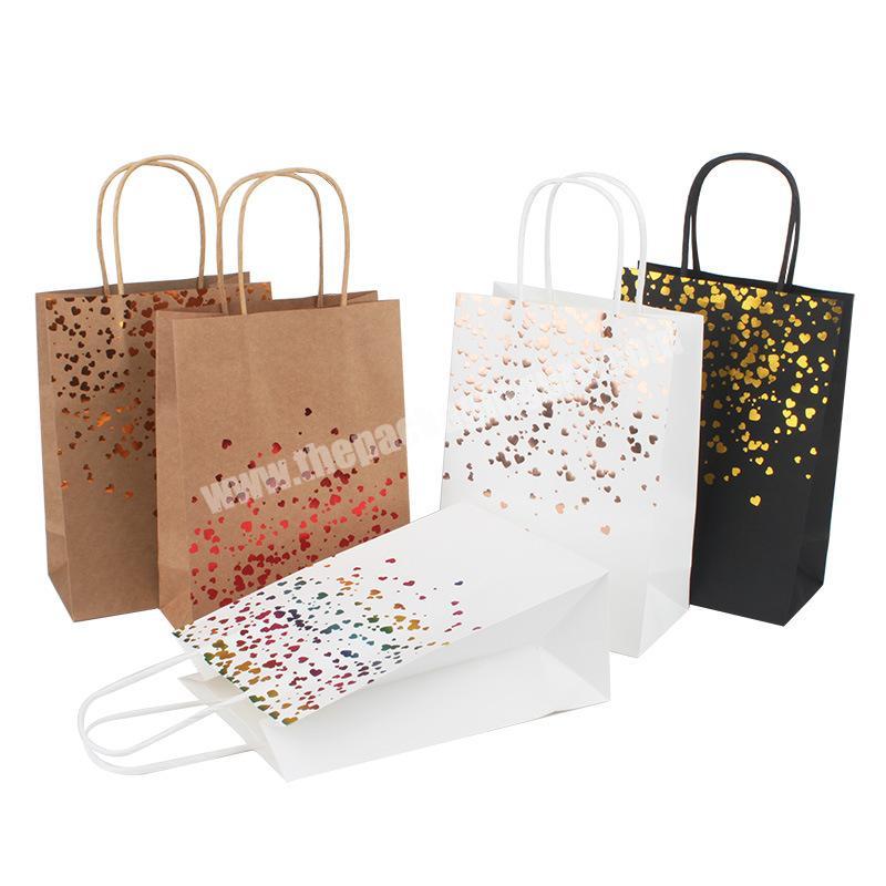 Spot cross border supply gilded love portable paper bag  customized paper rope manufacturer gift bag
