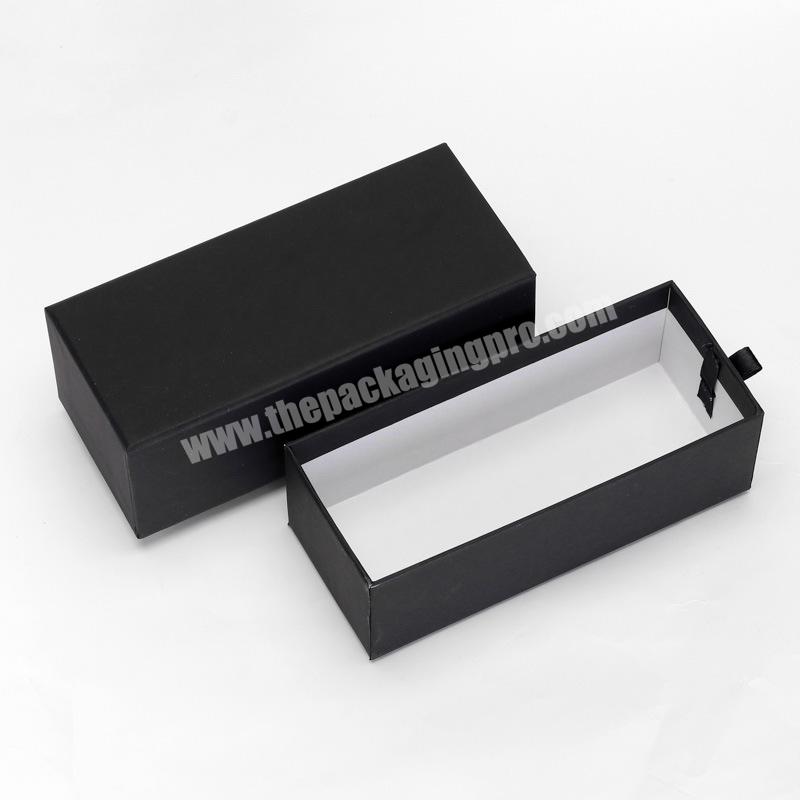 Stock Black Drawer Paper Box Luxury custom logo hot stamping packaging drawer gift boxes for watches,wallets,sunglasses