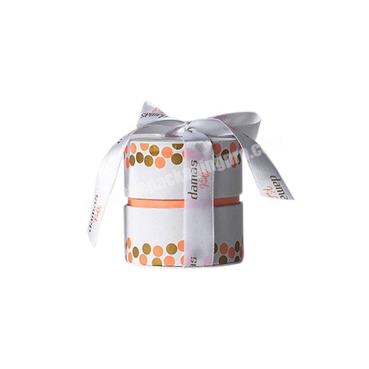 Wholesale Colorful Printing plain white paper box,round paper gift box with ribbon closure