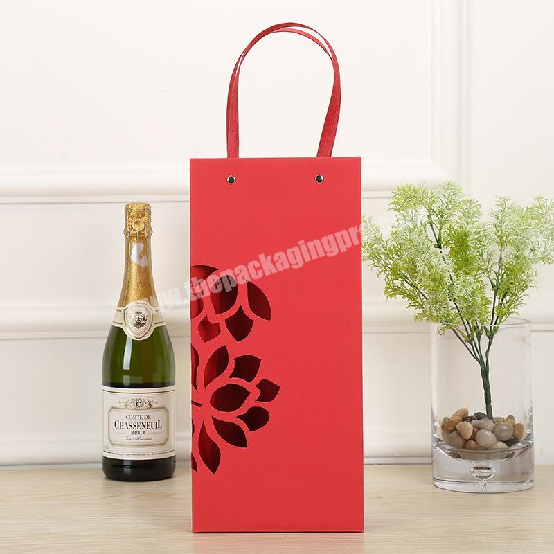 Wholesale Customized printed logo paper red wine 1 bottle gift packaging bag