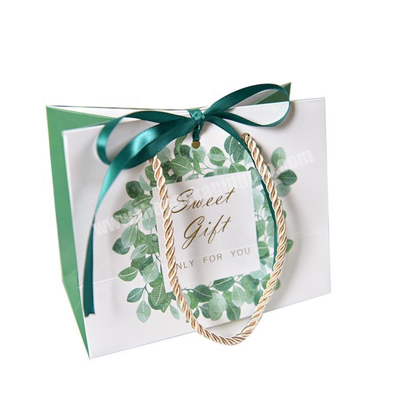 Wholesale OEM Custom Green Wedding Candy Gift Bag With Logo Full color Printing,