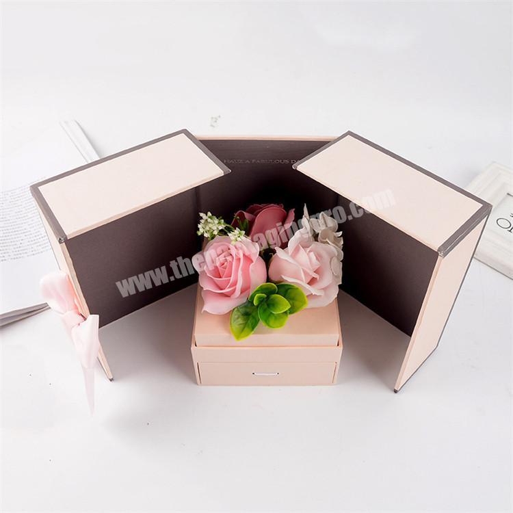 Wholesale Pink Customized Square Flower Box Set Gift Packaging Personal Care,high-end gift Packaging Box