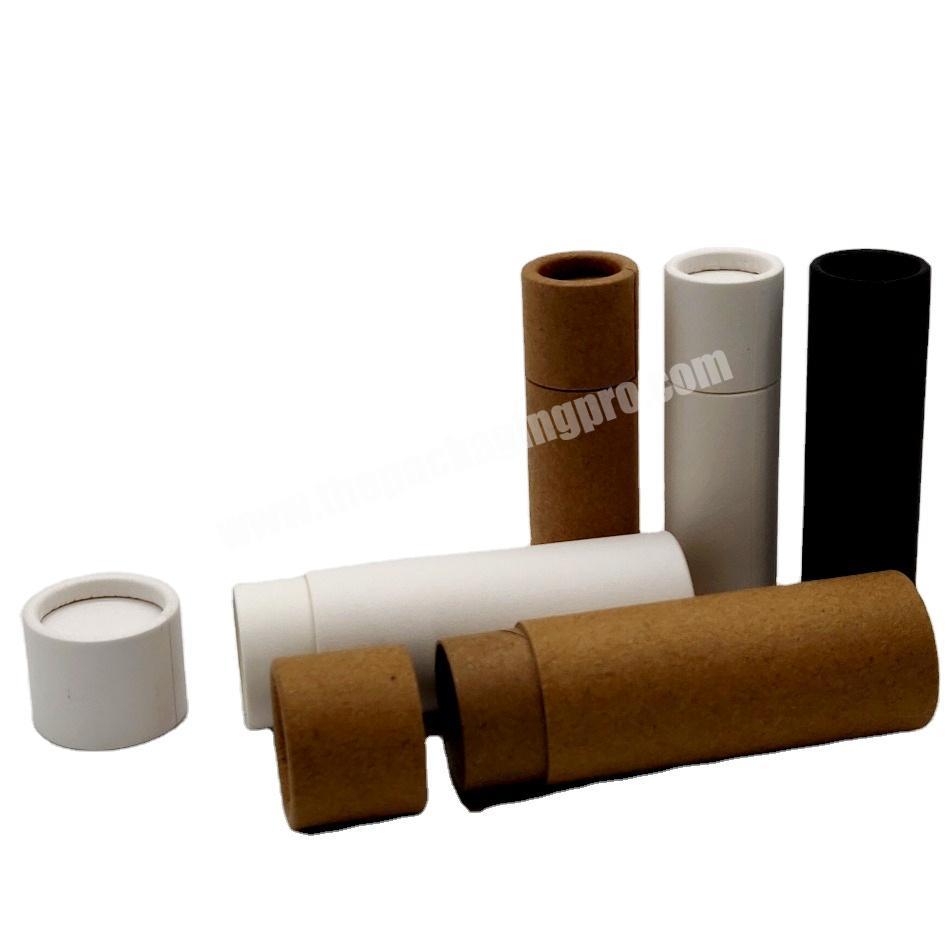 1oz/25g Biodegradable Eco Push Up Kraft White Paperboard Packaging Round Lip Balm Paper Cardboard Tube For Deodorant CBD Stick