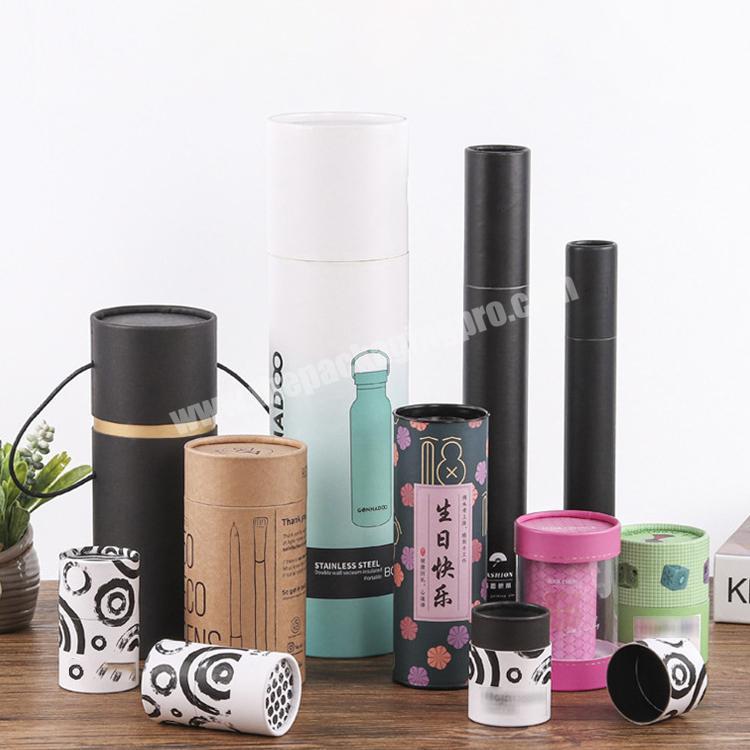 2021 custom printed round kraft round tube box craft paper packaging food