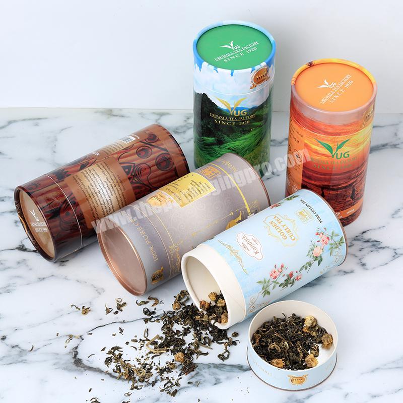 Custom logo tea paper packaging tube cardboard round packaging boxes for tea